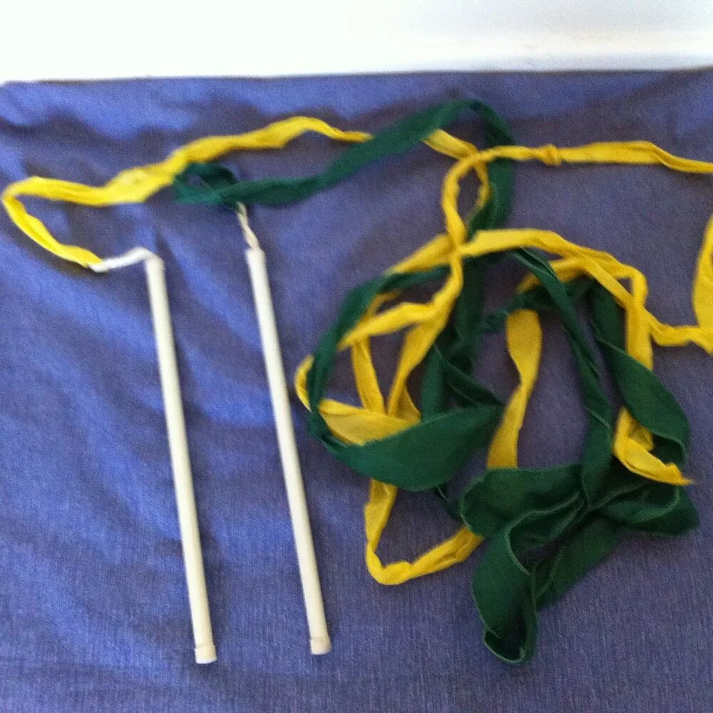 Dance streamers with rod, Dance Streamers Rod Gymnastics Ribbon Sticks x 3 Used